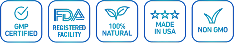 GMP Certified, FDA Registered, 100% Natural, Made in USA, Non GMO